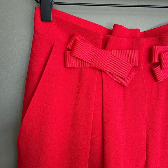 Saloni Bow Tulip Trousers in Scarlet Red High Waisted Size 2 Pleated Chic Sexy - Picture 8 of 16